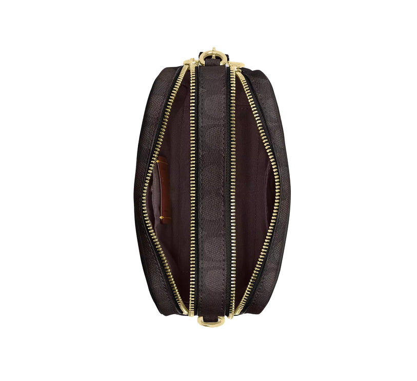 Coach Women's Mini Carey Crossbody Bag In Signature Canvas Gold/Walnut/Black