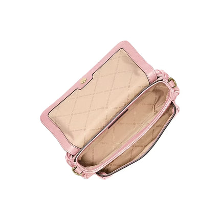 Michael Kors Women's Jet Set Travel Small Logo Jacquard Denim Crossbody Bag With Pouch Powder Blush/Gold