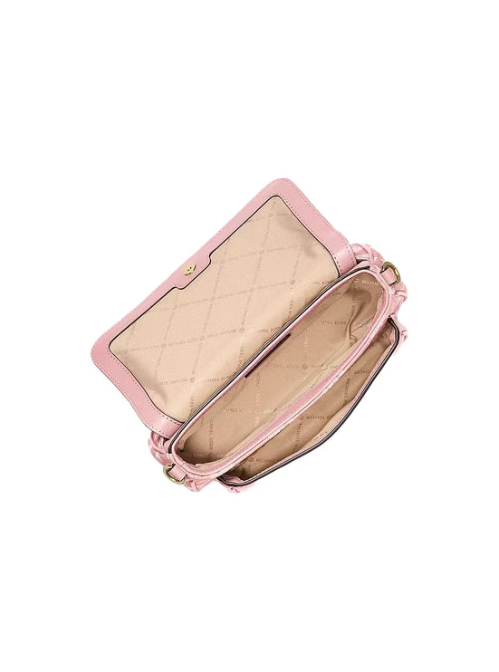 Michael Kors Women's Jet Set Travel Small Logo Jacquard Denim Crossbody Bag With Pouch Powder Blush/Gold