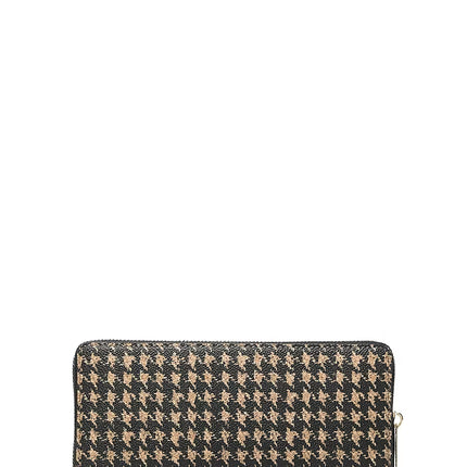 Michael Kors Women's Jet Set Travel Houndstooth Print Continental Wristlet Black/Camel