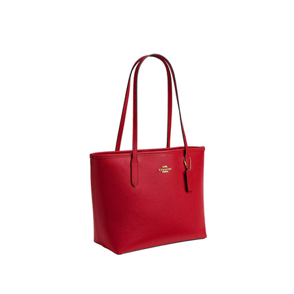 Coach Women's Medium City Tote Bag Gold/Bright Cardinal