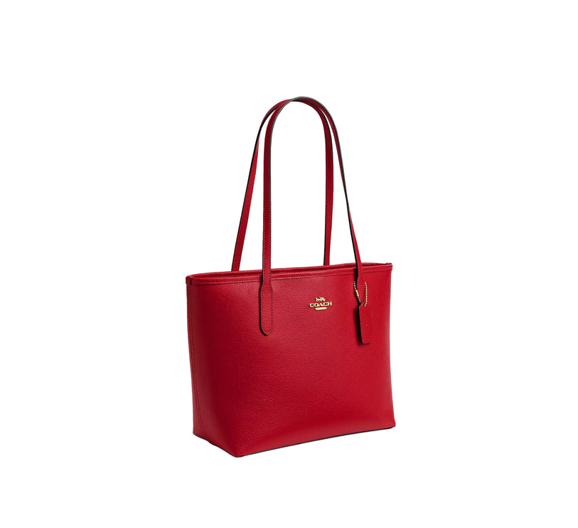 Coach Women's Medium City Tote Bag Gold/Bright Cardinal