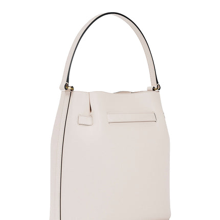 Michael Kors Women's Carson Medium Pebbled Leather Convertible Bucket Crossbody Bag Light Cream/Gold