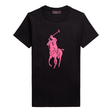 Polo Ralph Lauren Women's Pink Pony Cotton Crewneck Tee Polo Black