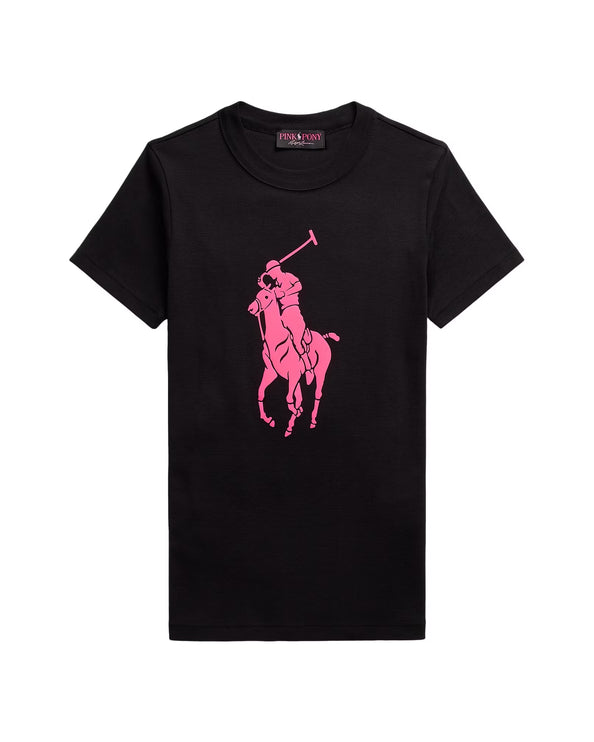 Polo Ralph Lauren Women's Pink Pony Cotton Crewneck Tee Polo Black