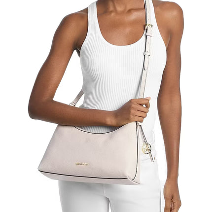 Michael Kors Women's Sammy Medium Pebbled Leather Convertible Shoulder Bag Light Cream/Gold