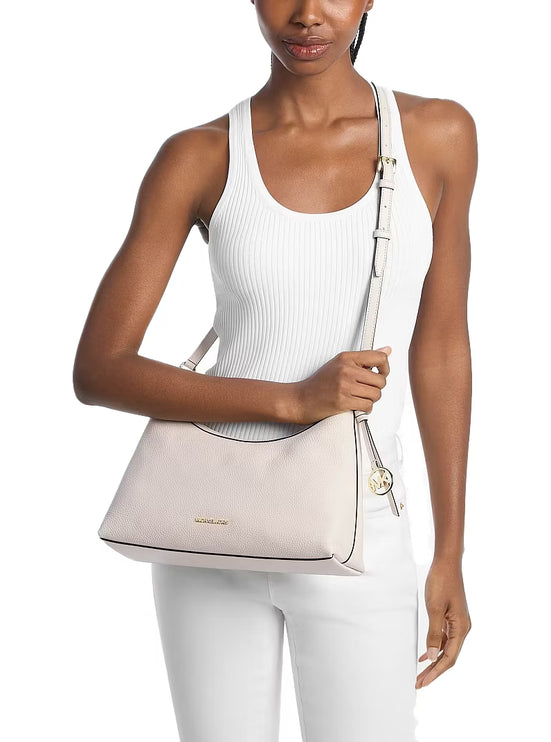 Michael Kors Women's Sammy Medium Pebbled Leather Convertible Shoulder Bag Light Cream/Gold