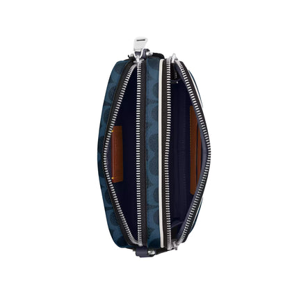 Coach Unisex Colton Crossbody Bag 19 In Signature Canvas With Coach Graphic Silver/Ink Blue