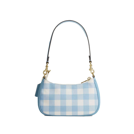 Coach Women's Teri Mini Crossbody Bag With Gingham Print And Charm Gold/Blue Multi