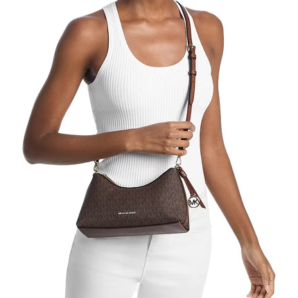 Michael Kors Women's Sammy Small Signature Logo Convertible Crossbody Bag Brown/Gold
