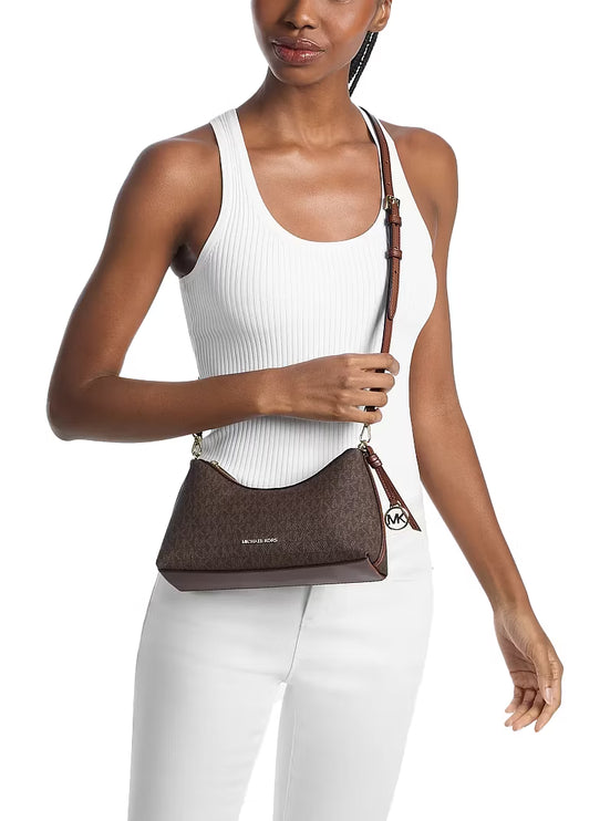 Michael Kors Women's Sammy Small Signature Logo Convertible Crossbody Bag Brown/Gold