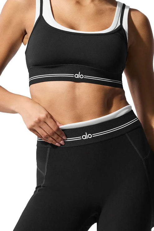 alo Women's Airbrush High-Waist 7/8 Better Together Legging - Black/White