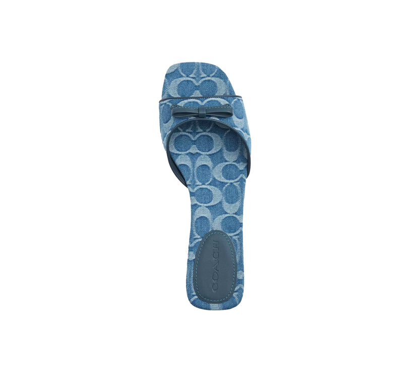 Coach Women's Bow Kitten Heel Sandal In Signature Denim Indigo