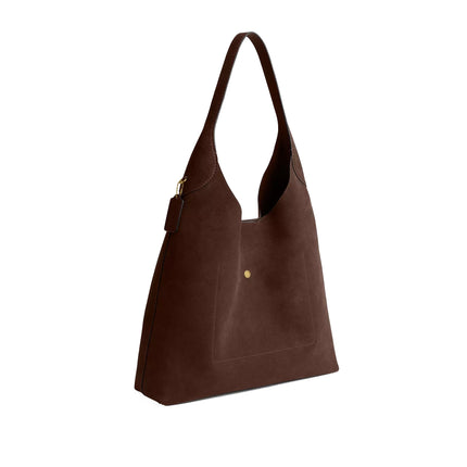 Coach Women's Brooklyn Shoulder Bag 39 Suede/Brass/Dark Chocolate
