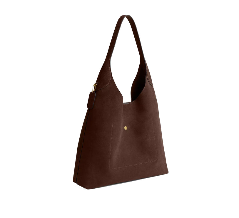 Coach Women's Brooklyn Shoulder Bag 39 Suede/Brass/Dark Chocolate