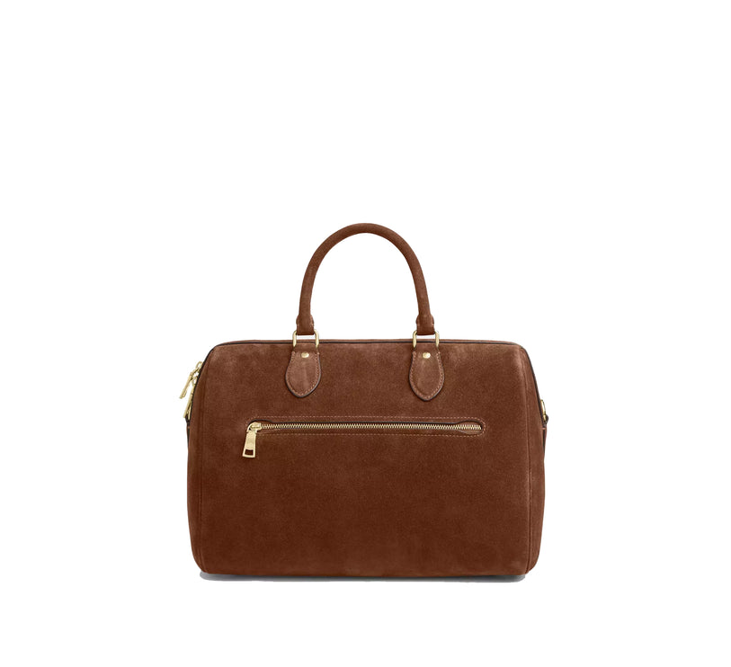 Coach Women's Rowan Large Satchel Bag Suede/Gold/Warm Brown