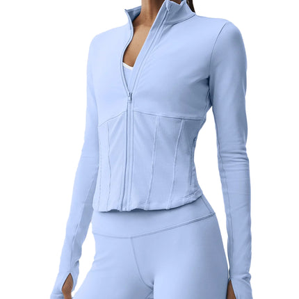 alo Women's Airbrush Corset Full Zip Jacket Light Provence Blue