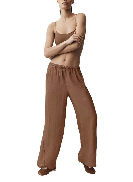 alo Women's Semi-Sheer Golden Hour High-Waist Straight Leg Pant Sun Kissed Brown