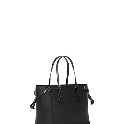 Michael Kors Women's Voyager Extra-Small Pebbled Leather Convertible Crossbody Bag Black/Silver