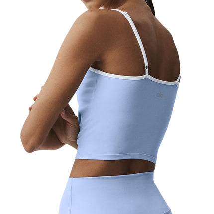 alo Women's Airbrush Refined Bra Tank Light Provence Blue/White
