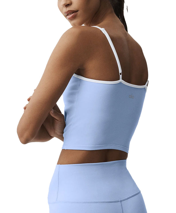 alo Women's Airbrush Refined Bra Tank Light Provence Blue/White