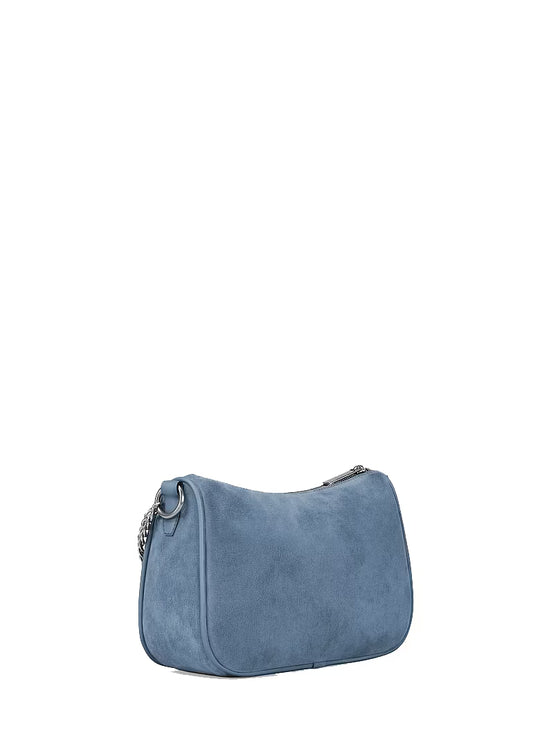 Michael Kors Women's Carmela Medium Suede Convertible Crossbody Bag Denim/Silver