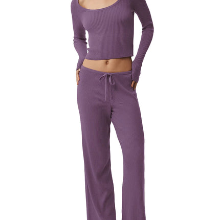 alo Women's Sweater Knit Unwind Long Sleeve Plum Kiss