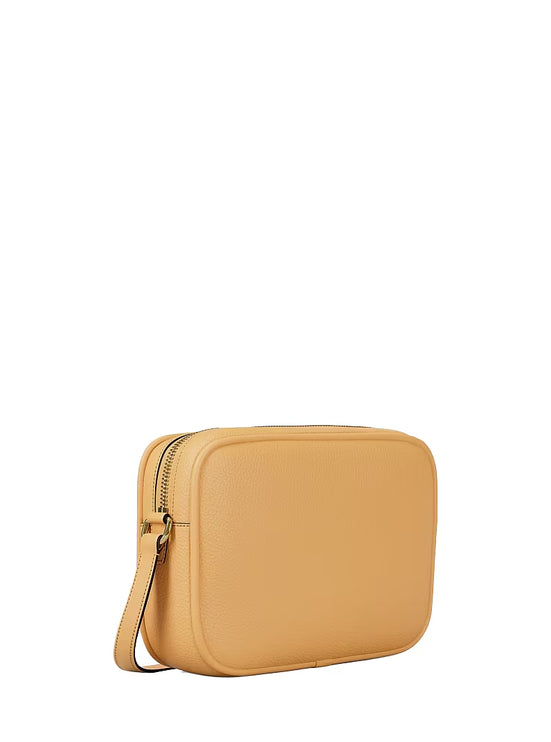 Michael Kors Women's Jet Set Large Pebbled Leather Camera Crossbody Bag Honeywheat/Gold