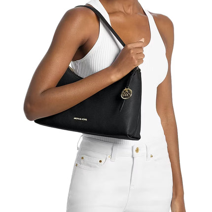 Michael Kors Women's Sammy Medium Pebbled Leather Convertible Shoulder Bag Black/Gold