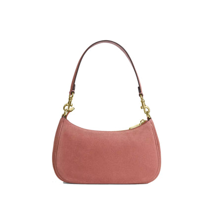Coach Women's Teri Shoulder Bag Suede/Gold/Blush Pink