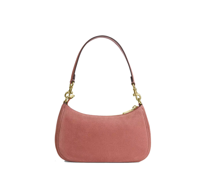 Coach Women's Teri Shoulder Bag Suede/Gold/Blush Pink