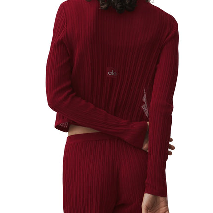 alo Women's Sweater Sunlit Cardigan Summer Romance Red