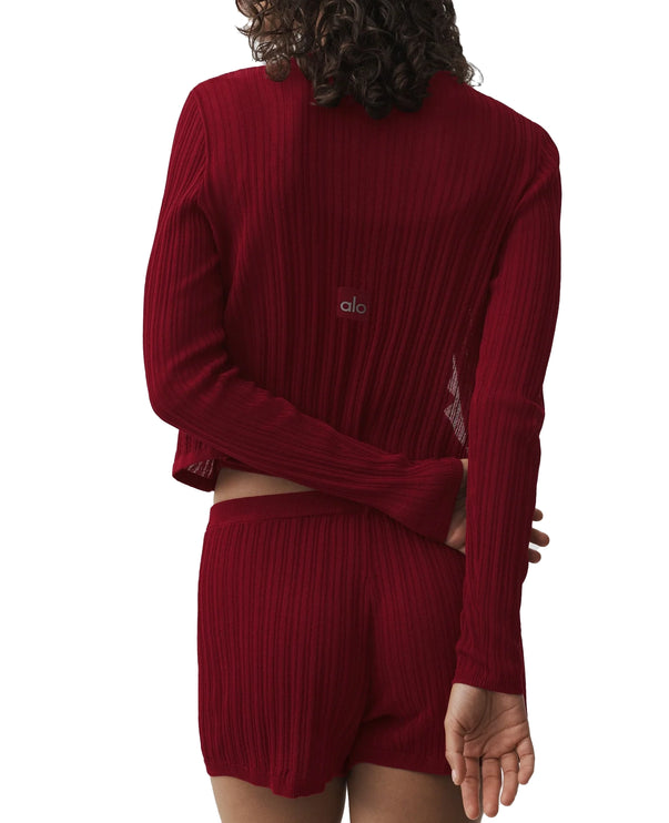alo Women's Sweater Sunlit Cardigan Summer Romance Red