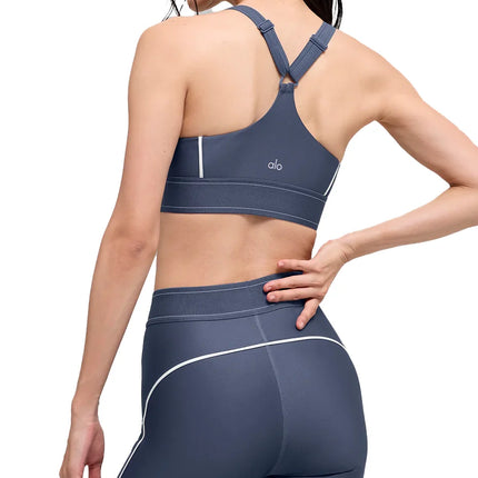 alo Women's Airlift Suit Up Bra Bluestone/White