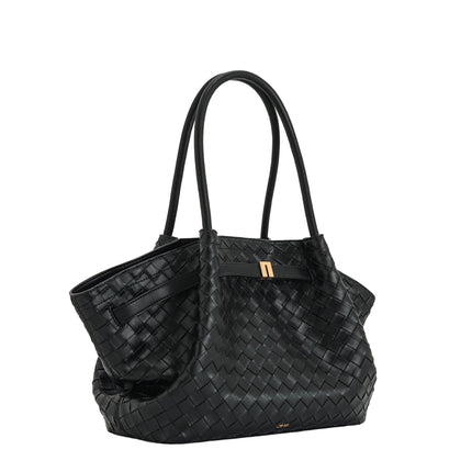 JW PEI Women's Hana Medium Weave Texture Tote Bag Black