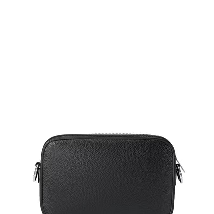 Michael Kors Women's Jet Set Large Pebbled Leather Camera Crossbody Bag Black/Silver