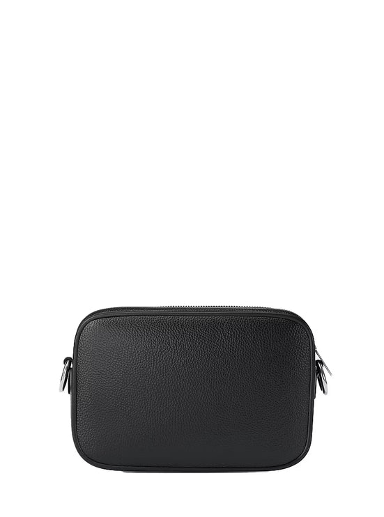 Michael Kors Women's Jet Set Large Pebbled Leather Camera Crossbody Bag Black/Silver