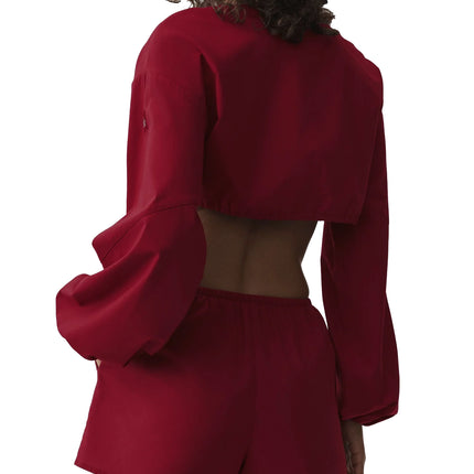 alo Women's Cotton Cropped Real Deal Long Sleeve Summer Romance Red