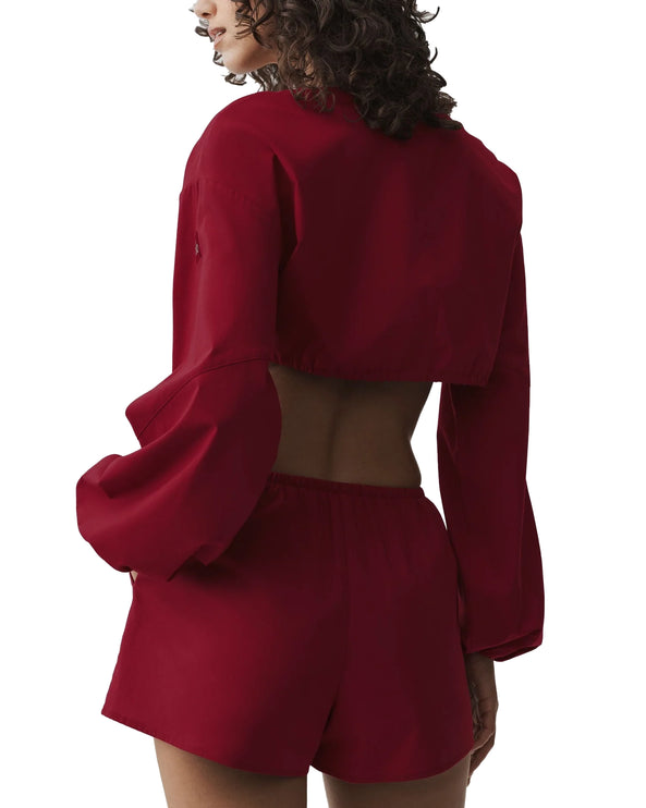 alo Women's Cotton Cropped Real Deal Long Sleeve Summer Romance Red