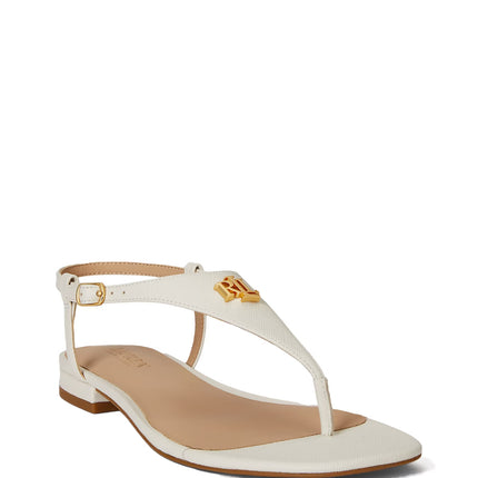 Polo Ralph Lauren Women's Everley II Crosshatch Leather Sandal Soft White