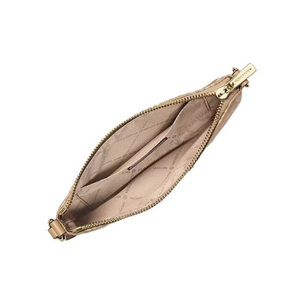 Michael Kors Women's Jet Set Travel Small Logo Jacquard Denim Wristlet Camel/Gold
