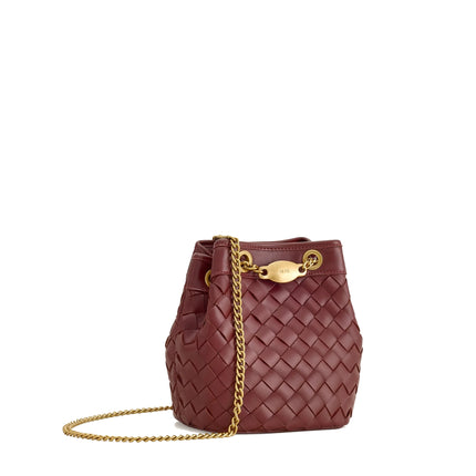JW PEI Women's Yara Hand Woven Bucket Bag Burgundy