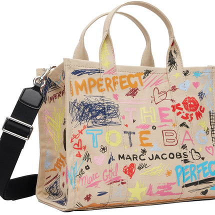 Marc Jacobs Women's The Punk Scribble Canvas Medium Tote Bag Beige