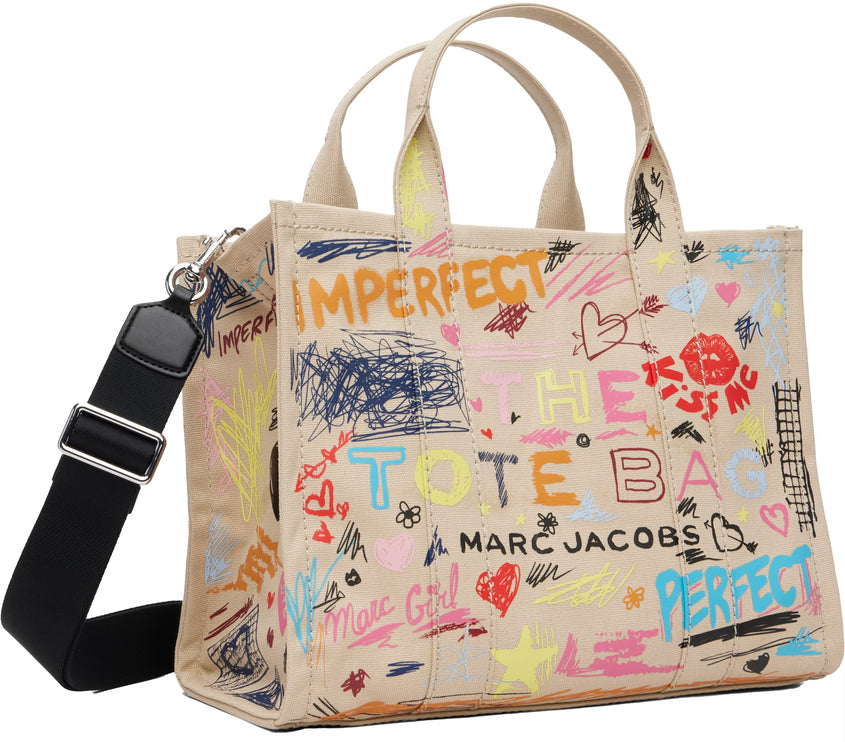 Marc Jacobs Women's The Punk Scribble Canvas Medium Tote Bag Beige