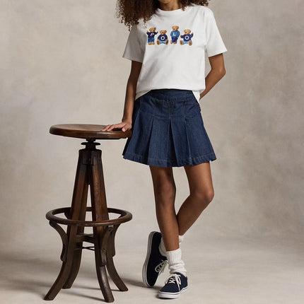 Polo Ralph Lauren Girl's Polo Bear Logo Cotton Jersey Tee White