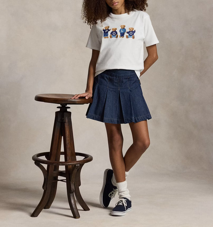 Polo Ralph Lauren Girl's Polo Bear Logo Cotton Jersey Tee White