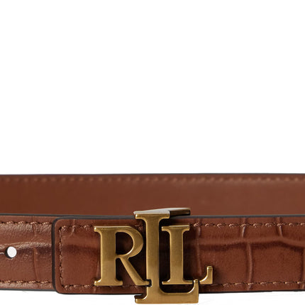 Polo Ralph Lauren Women's Logo Reversible Embossed Skinny Belt Lauren Tan