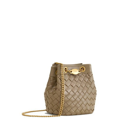 JW PEI Women's Yara Hand Woven Bucket Bag Burgundy Taupe