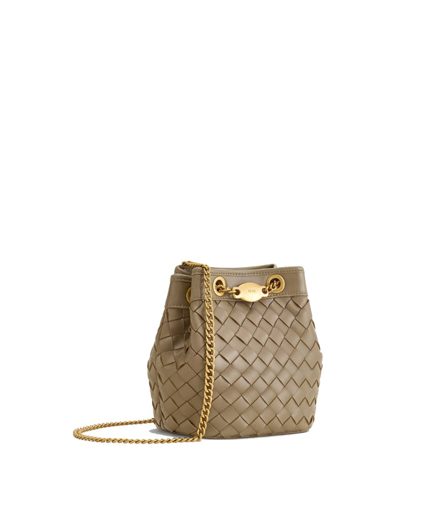 JW PEI Women's Yara Hand Woven Bucket Bag Burgundy Taupe