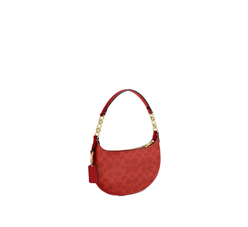 Coach Women's Mini Payton Bag In Signature Canvas Gold/Crimson